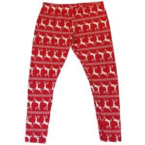 No Boundaries Big Girl size XL (15-17) FullLength Stretch Christmas Reindeer Red